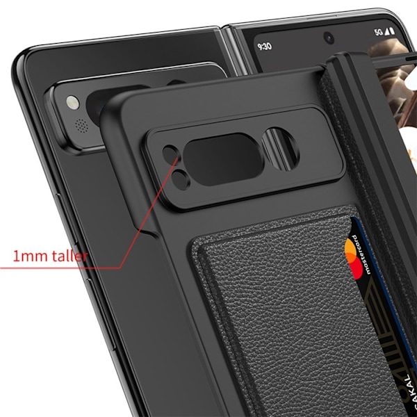 Google Pixel Fold Mobilskal Korthållare Kickstand - Carbon Svart
