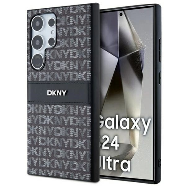 DKNY Galaxy S24 Ultra Mobilskal Läder Mono Stripe & Metal Logo