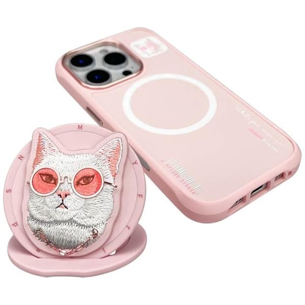 Nimmy Mobilskal till iPhone 16 Pro Max MagSafe Glasses Cool Cat - Rosa Rosa