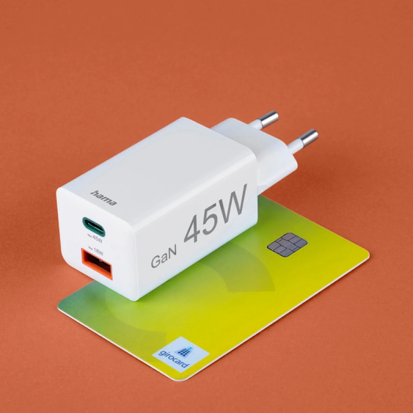 Hama Hurtigoplader 45W 1xUSB-C 1xUSB-A GaN - Hvid Vit
