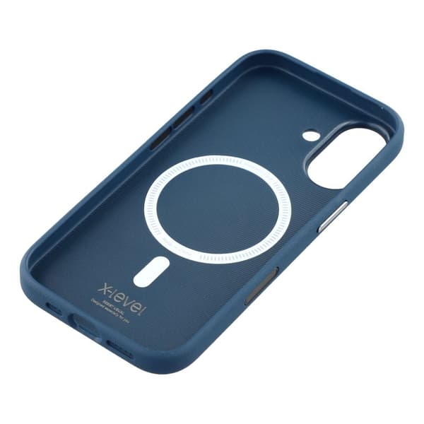 X-LEVEL Mobilskal till iPhone 17 MagSafe PU Läder Hård PC Blå