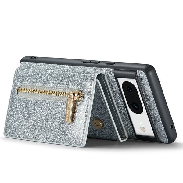 DG.MING M3 Series Mobilskal till Google Pixel 8 Glitter KonstLäder Silver