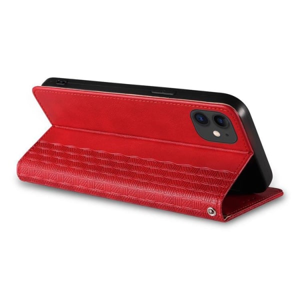 iPhone 12 Plånboksfodral Magnet Strap - Röd