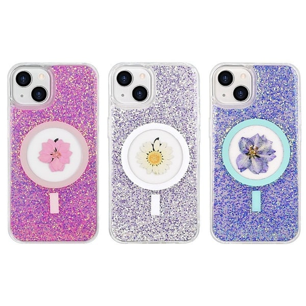 BOOM iPhone 14 Mobilskal Magsafe Drop-Proof - Vit Flower