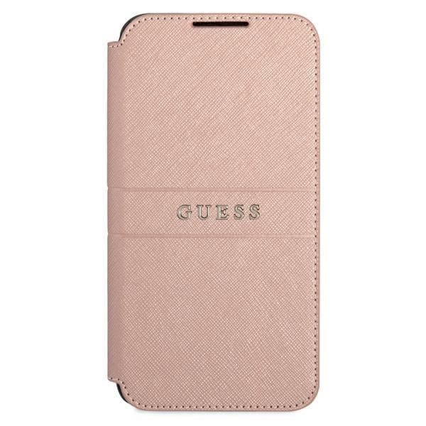Guess Saffiano Stripes -kotelo Galaxy S22 Plus - Pinkki Rosa