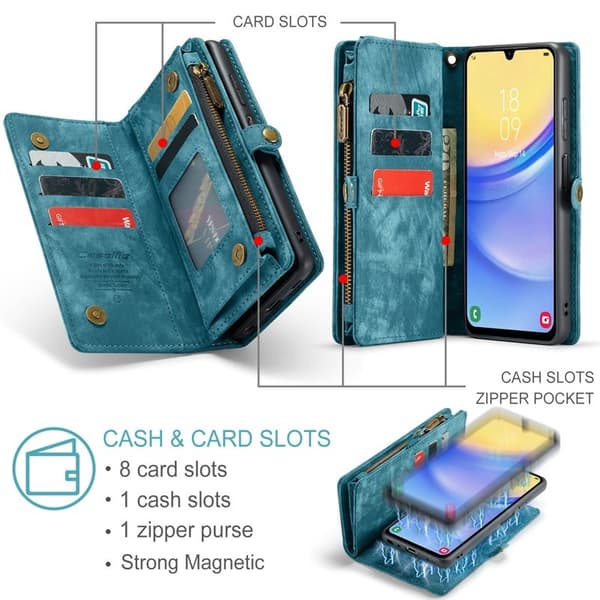 CASEME 008 Samsung Galaxy A16 5G Plånboksfodral Konstläder Blå