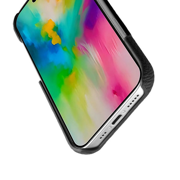 MELKCO Mobilskal till iPhone 16 Pro Max Äkta Läder PC Svart