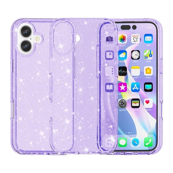 AMORUS Mobilskal till iPhone 17 Shockproof - Glitter Lila Lila
