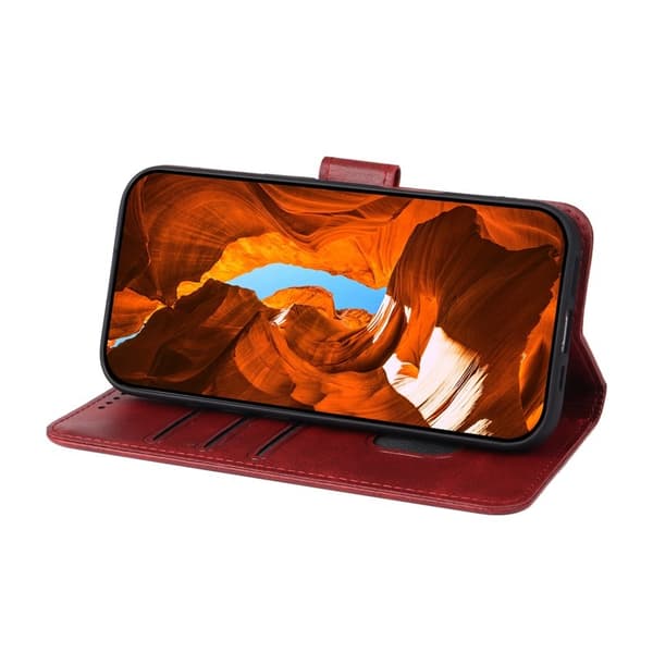 Samsung Galaxy S26 Plus Plånboksfodral Ställ Magnetisk Stängning Konstläder Röd