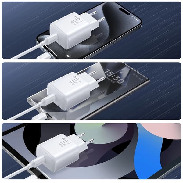 Joyroom Snabbladdare 20W USB-C Med USB-C 1m Kabel - Vit Vit