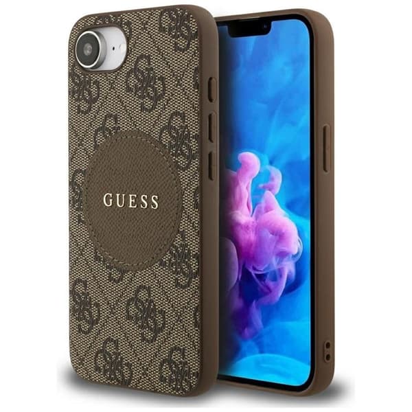 Guess telefontaske til iPhone 16e MagSafe 4G Circle Classic Logo Brun