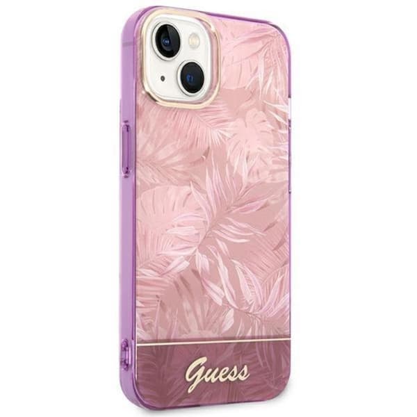 GUESS iPhone 14 Plus Cover Jungle Collection - Rosa Rosa