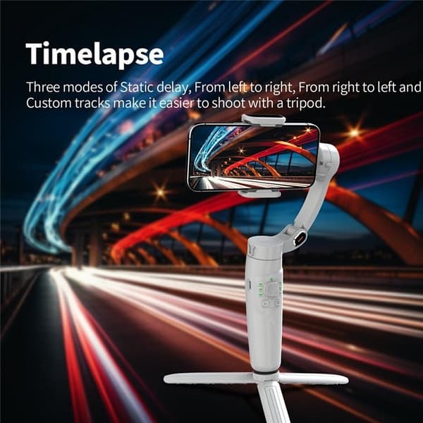 Vikbar Anti-Shake 3-Axlig Gimbal Stabilisator för Mobil med App M1