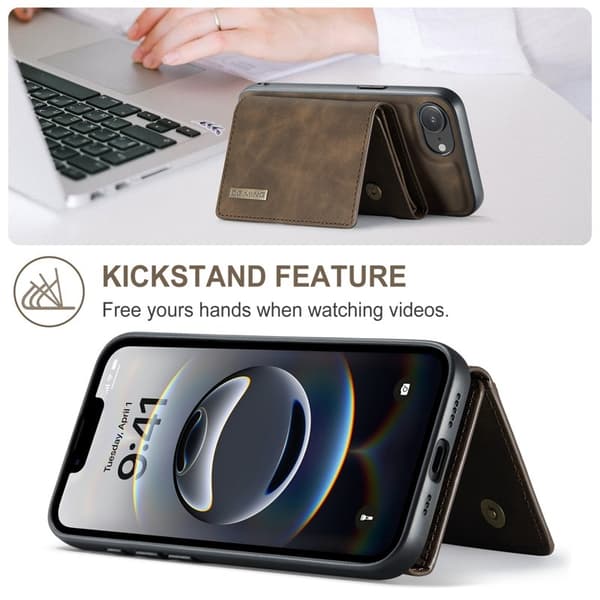 DG.MING M1 Series Mobilskal till iPhone 16e med Kickstand - Brun