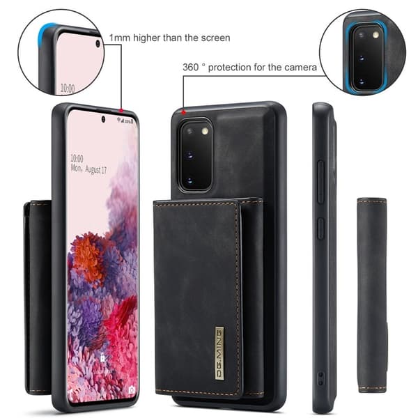 DG.MING 2-in-1 Plånboksfodral med Magnet för Samsung S20 - Svart