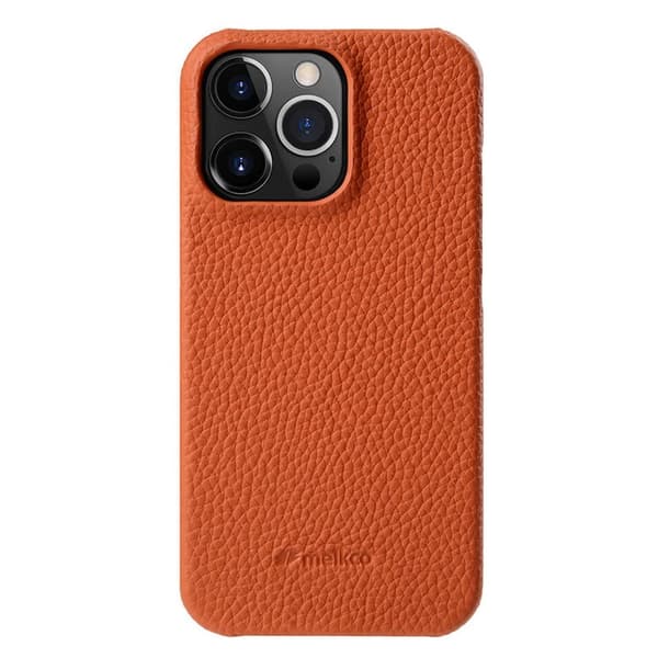 MELKCO Mobilskal för iPhone 15 Pro i äkta läder och PC - Orange