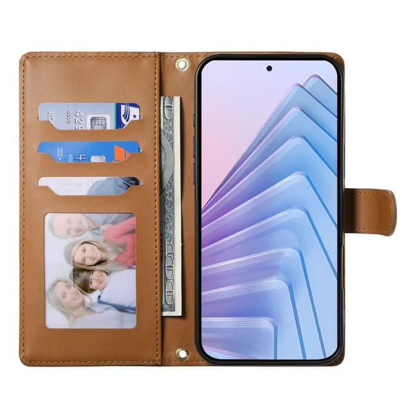 Plånboksfodral för Samsung Galaxy S26 Plus Konstläder Stativ - Brun