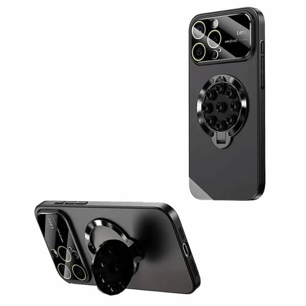 Mobilskal till iPhone 15 Pro Max Magsafe Sugkopphållare Kickstand Svart