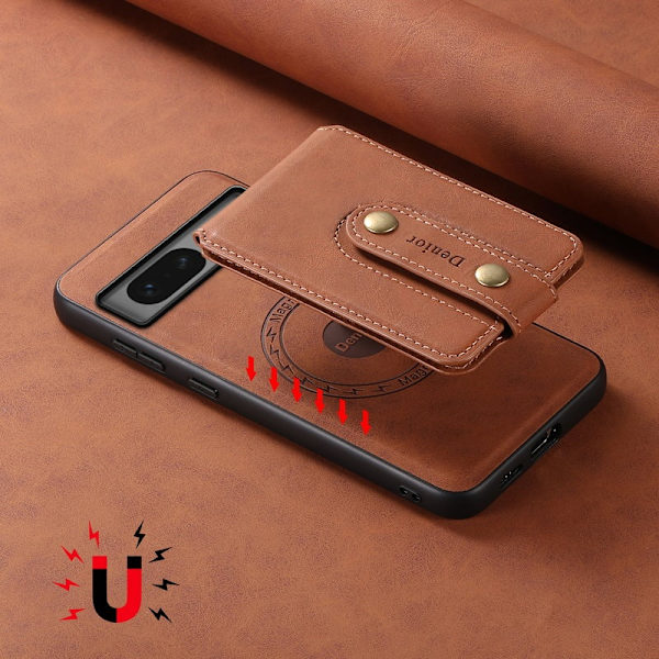 DENIOR D14 Google Pixel 7 5G Magnetfodral PU+PC+TPU Brun
