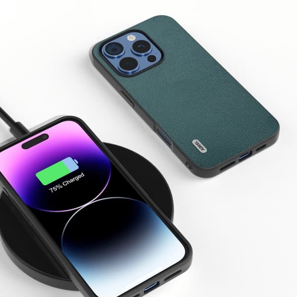 ABEEL Mobilskal till iPhone 16 Pro Äkta Läder PC+TPU - Grön