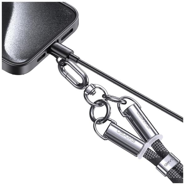 USAMS USB-C Till Lightning Kabel 1.2m Lanyard - Svart Svart