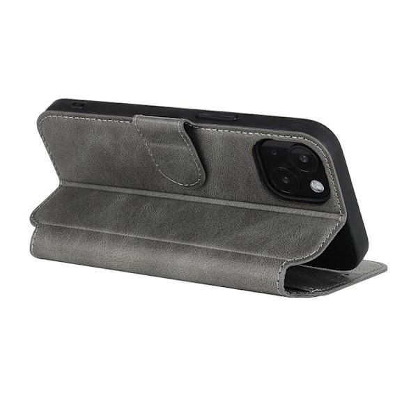 BOOM iPhone 14 Plus Plånboksfodral Calfskin - Grå