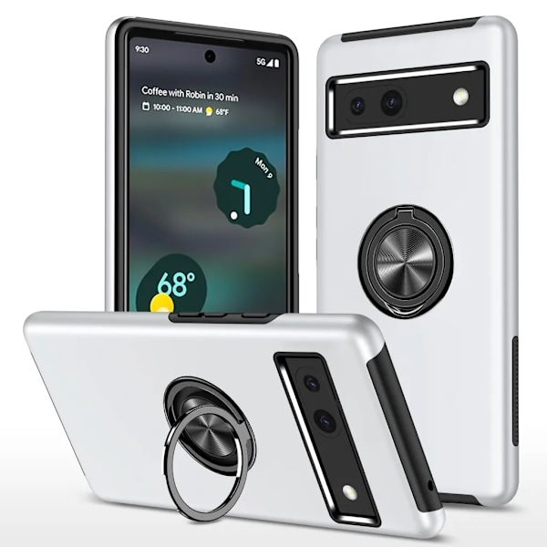 Google Pixel 7A Mobilskal Ringhållare - Silver