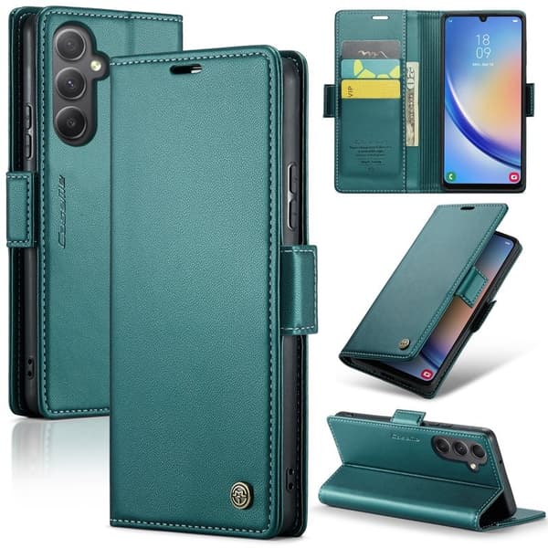 CASEME Plånboksfodral Konstläder för Samsung Galaxy A34 5G - Grön
