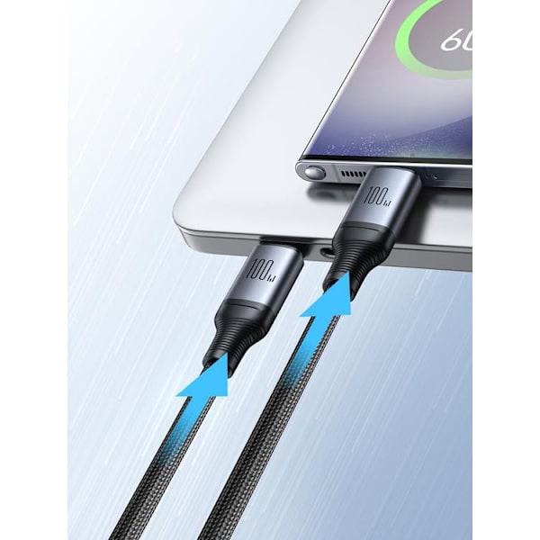 Joyroom 2i1 USB-C til USB-C 100W Kabel 1,5m - Sort Black