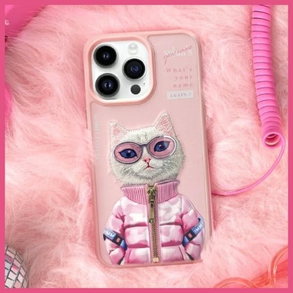 Nimmy Mobilskal till iPhone 15 Pro Max Cool & Cute 2.0 Cat - Rosa Rosa