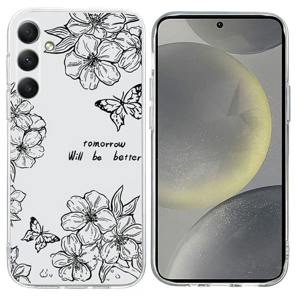 Mobilskal för Samsung Galaxy S26 Mönstertryck Stötsäker TPU - Fjäril Blomma