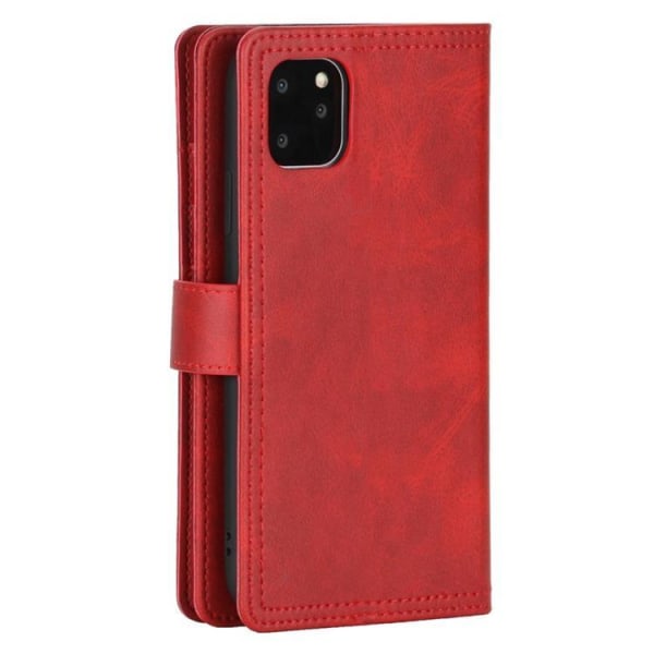 iPhone 14 Pung Case Ægte Læder Flip - Rød