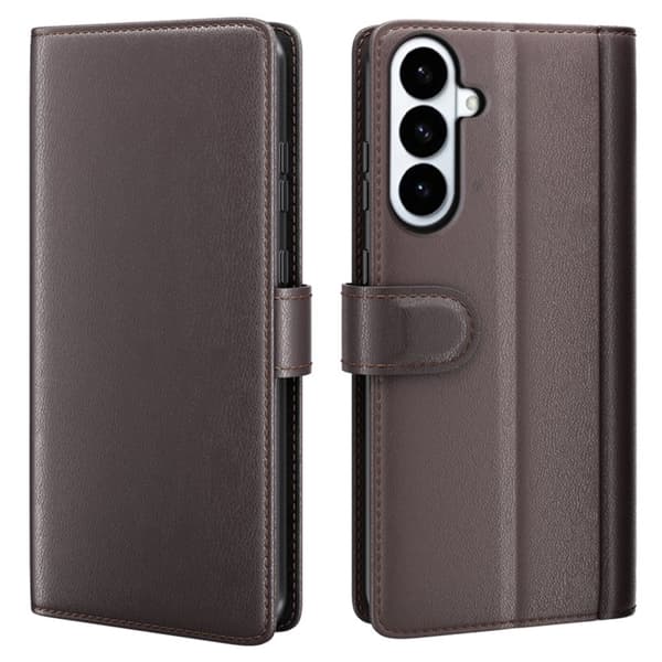 Plånboksfodral för Samsung Galaxy S26 Plus Äkta läder med ställ - Brun