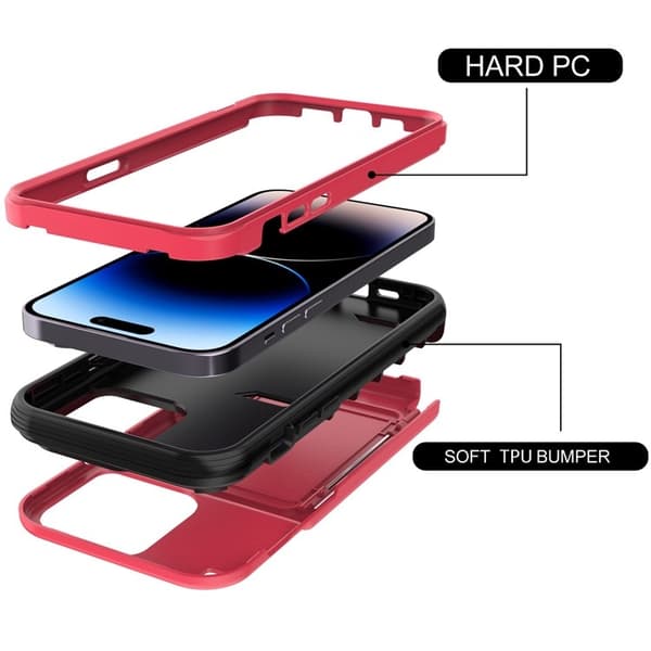 iPhone 14 Plus Skal Korthållare Mirror Kickstand - Röd Röd