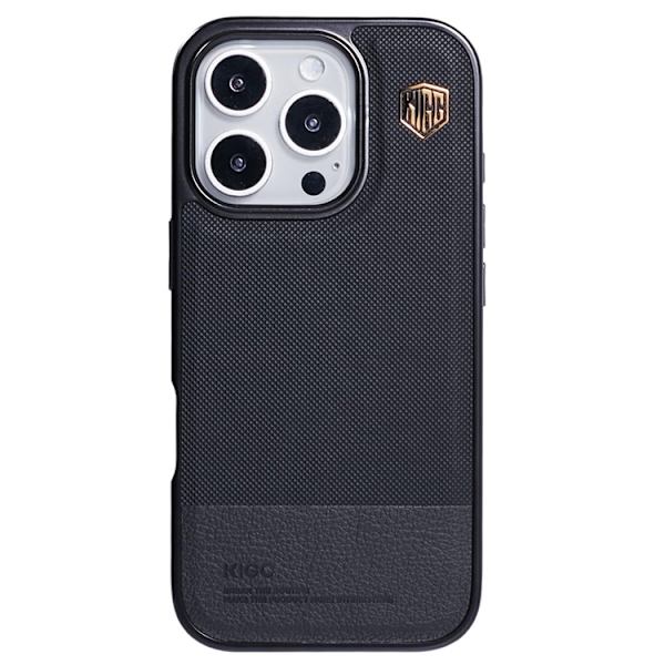 KIGC Mobilskal till iPhone 16 Pro Electroplating PC + TPU + PU Svart