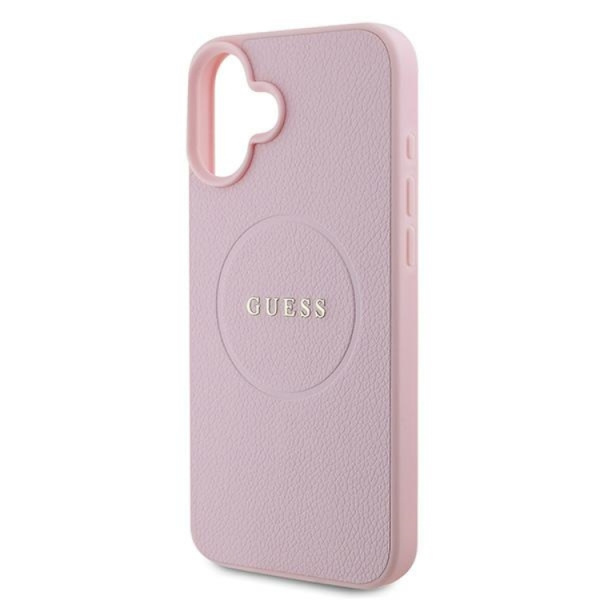 Guess Mobilskal till iPhone 16 Plus Magsafe Grained Ring - Rosa Rosa