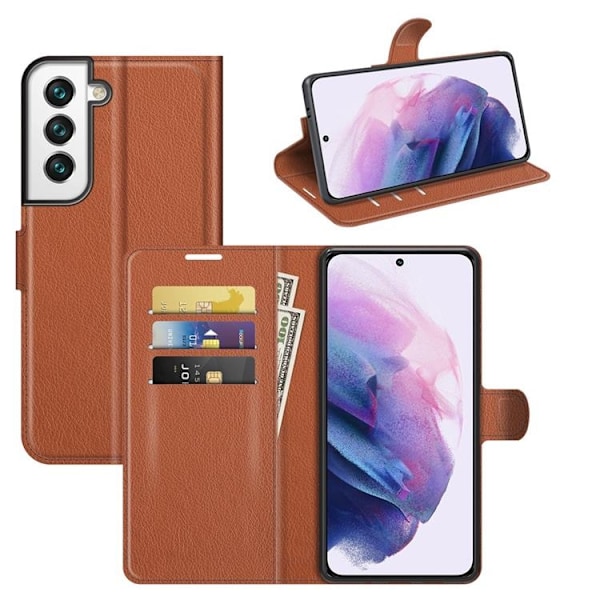 Litchi Magnetic Fodral Galaxy S22 Plus 5G - Brun Brun