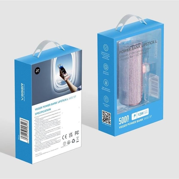 VEGER Powerbank 5000 mAh Lightning PD QC 3.0 2.4A 12W