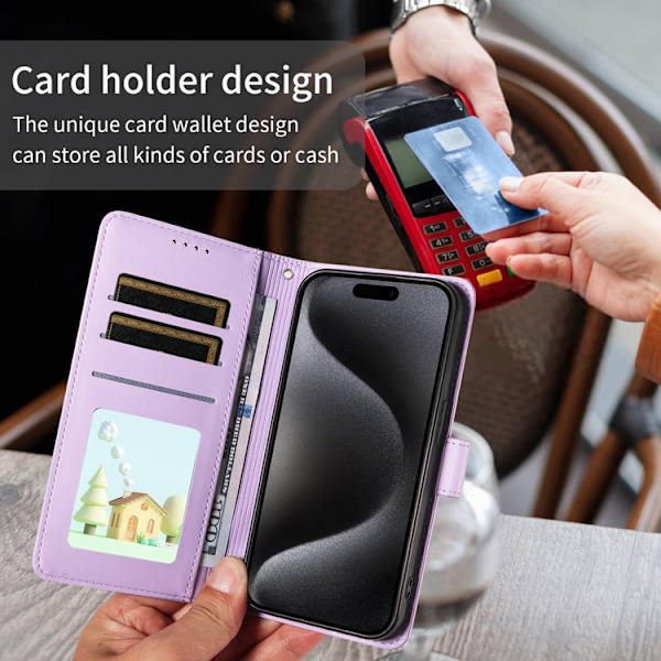 OnePlus 15 Konstläder Plånboksfodral RFID-Skydd Imprinted Dog Pattern Lila