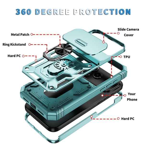 Mobilskal till iPhone 17 Pro Slide Camshield Kickstand - Grön Grön