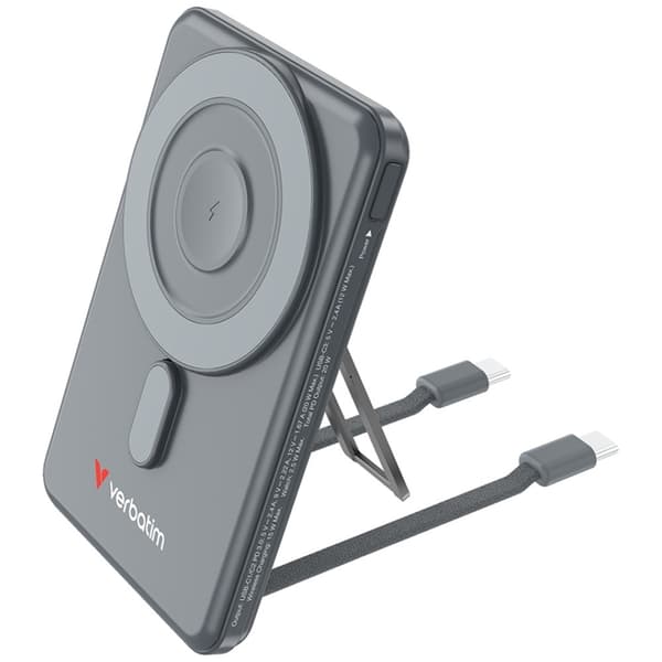 Verbatim MagSafe Powerbank 5000mAh 15W 2xUSB-C Kablar n Go - Grå