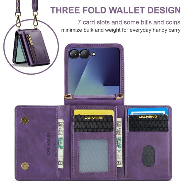 DG.MING Mobilskal till Galaxy Z Flip 7 RFID-Skydd M5 - Lila Lila