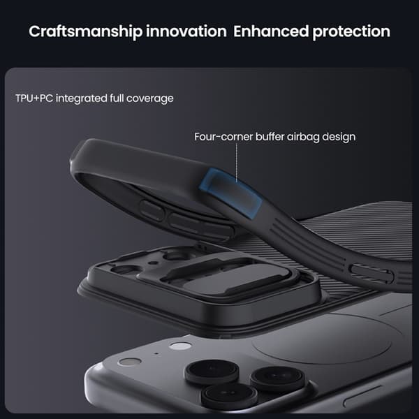 NILLKIN Mobilskal till iPhone 17 Pro Max Slide Kamera Lid - Svart Svart