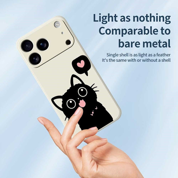 Mobilskal till iPhone 17 Pro Max Love Black Cat Pattern - Beige Beige