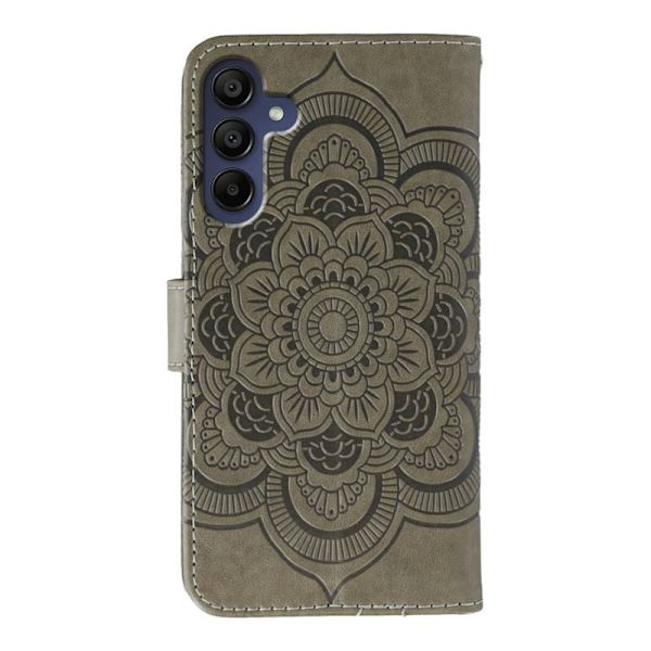 Samsung Galaxy S26 Plus Skal Konstläder Mandala Tryck - Grå