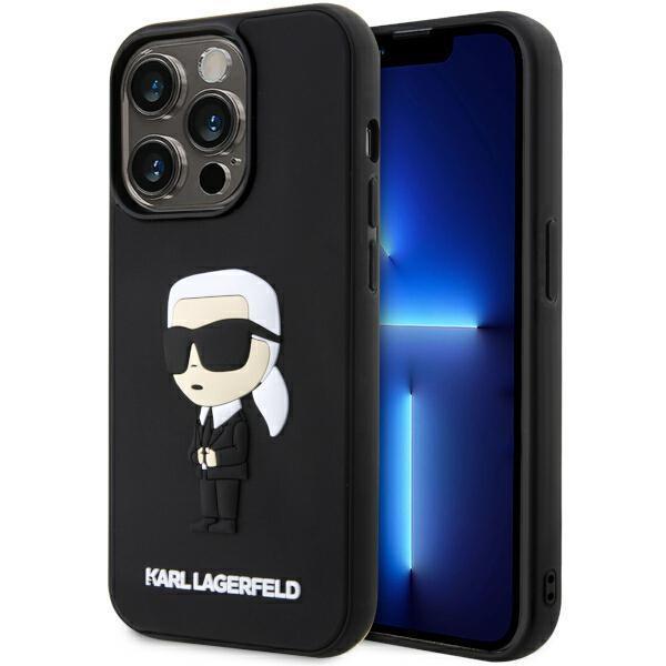 Karl Lagerfeld iPhone 14 Pro matkapuhelimen kumi Ikonik 3D musta