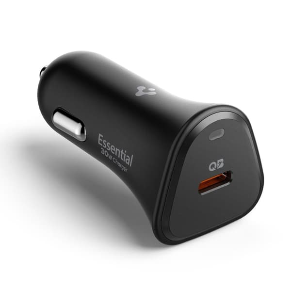 Spigen Biloplader Essential EV301 1-Port 30W - Sort Svart