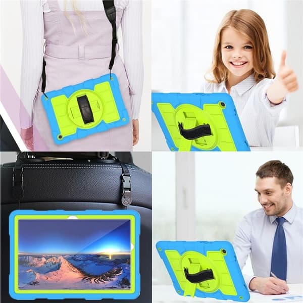 Mobilskal till Galaxy Tab A9 Plus Rotating Handrem Med Axelrem Grön