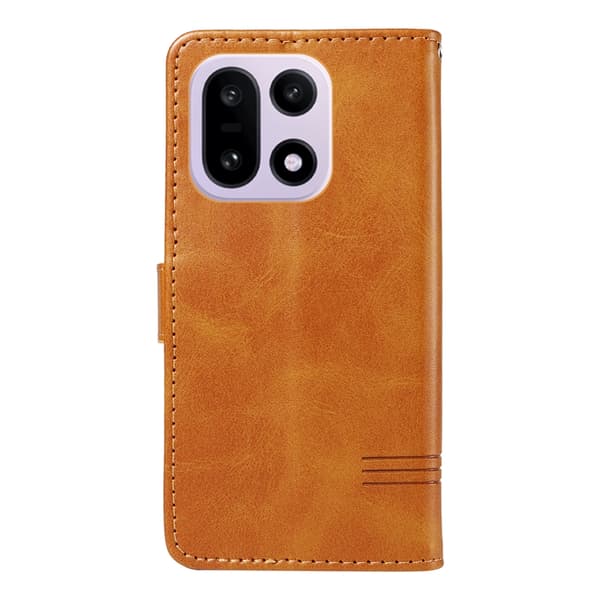 OnePlus 15 5G Plånboksfodral T-Shape Lines Konstläder Brun