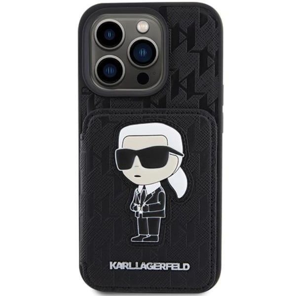Karl Lagerfeld iPhone 15 Pro Max Mobilskal Korthållare Monogram Ikonik Svart